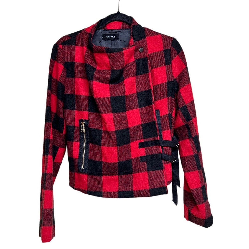 4SIENNA RED BUFFALO PLAID BOMBER JACKET WOMEN'S SIZE‎ MEDIUM